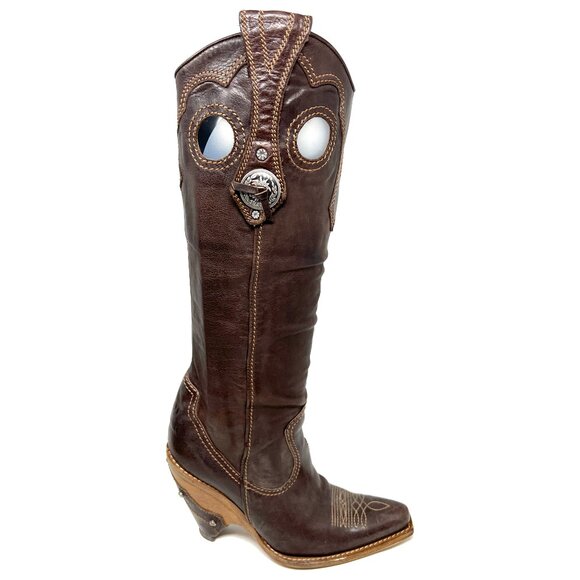 Christian Dior 2006 John Galliano Collection Western Brown Leather Boots - Picture 4 of 8